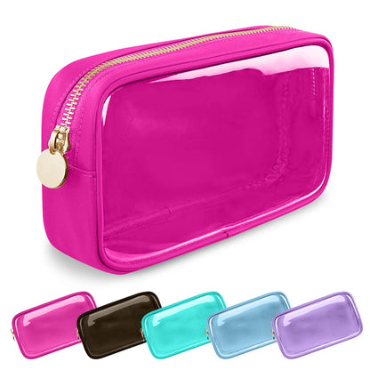 UIXIZQ Waterproof Small Pencil Case Makeup Bag for Purse,Cute Pencil Pouch Preppy Nylon Makeup Brush Holder with Zipper,Girls Portable Storage Case Small Pen Bag for Office(Slim-Black)