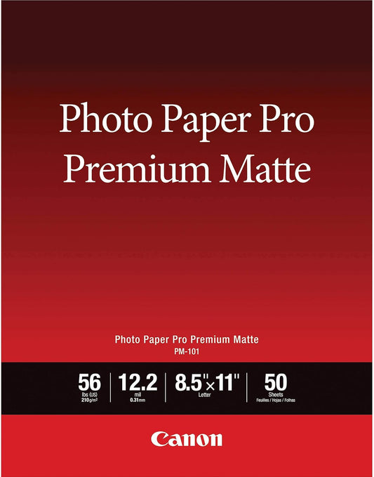 Canon PM-101 Photo Paper Pro Premium Matte (8.5 x 11", 50 Sheets)