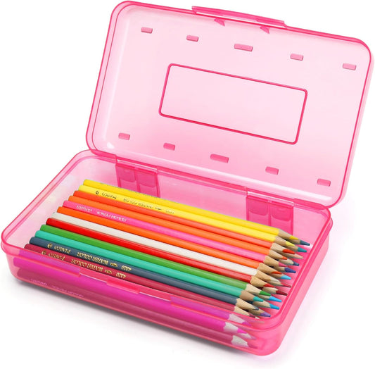 Plastic Hard Clear Color Pencil box Case for Girl Boy kids