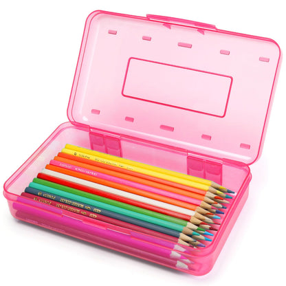 Plastic Hard Clear Color Pencil box Case for Girl Boy kids