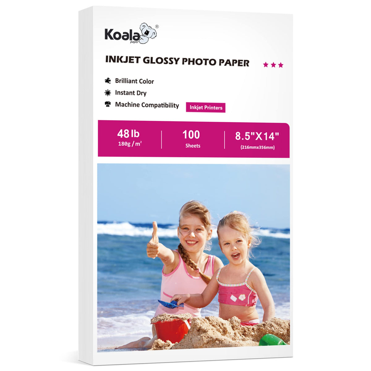 Koala Glossy Inkjet Photo Paper 8.5X11 Inches 48lb 100 Sheets