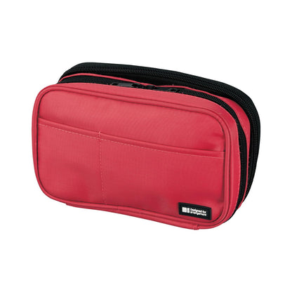 LIHIT LAB Large Capacity Zipper Pencil Case For School Office College, Big Capacity 4 Compartments Pencil Bag Holder Adults Teen Boys Girls, Travel Cosmetics Storage, Black (A7551-24)