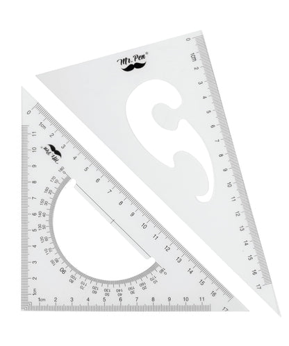 Mr. Pen Triangle Ruler, Protractor, Math Set - 3 Pack, Square Ruler