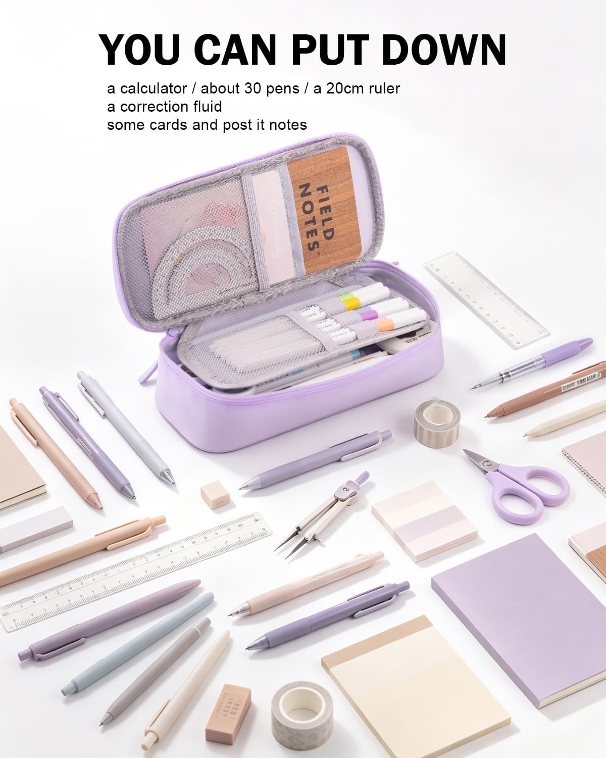 CICIMELON Durable Pen Pencil Case Big Storage Pen Pouch Bag for School Supplies Office College Teen Girls Adults, Purple