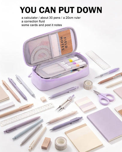 CICIMELON Durable Pen Pencil Case Big Storage Pen Pouch Bag for School Supplies Office College Teen Girls Adults, Purple