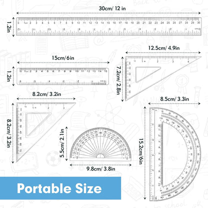 6 Piece Geometry Set, Professional Drafting Tools