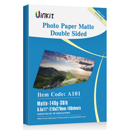 Uinkit Double-Sided Glossy Photo Paper, 8.5 x 11, 100 Sheets, 140gsm
