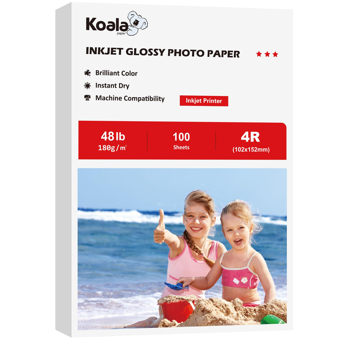 Koala Glossy Inkjet Photo Paper 8.5X11 Inches 48lb 100 Sheets