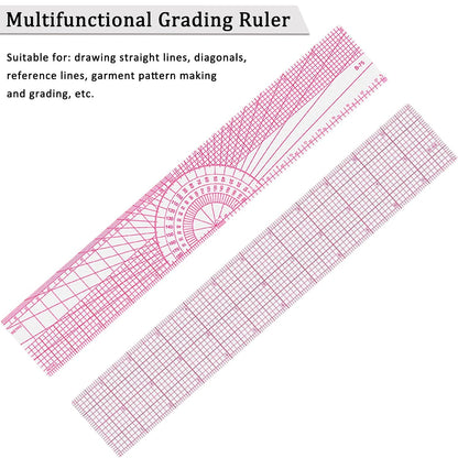 Fashion Clear Metric Sewing Ruler Set,French Curve Pattern Rulers for Beginners, Tailors, Designers, Quilting, Embroidery, Cross Stitch, Crochet, Knitting 9pcs (9-Piece Set)