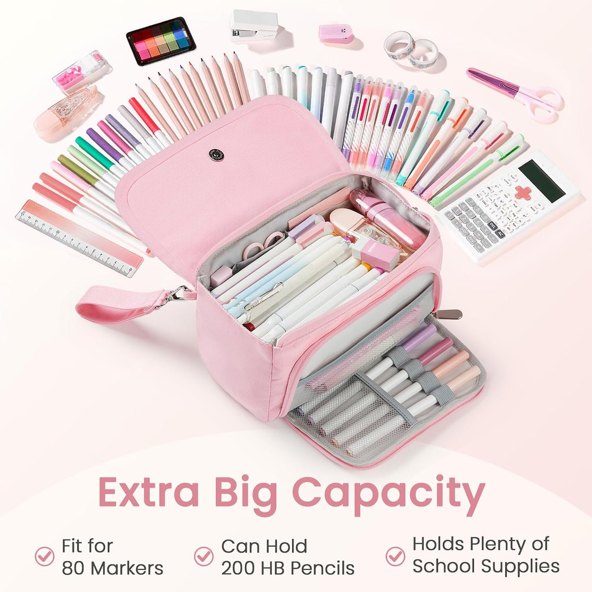 Sooez Super Large Pencil Case, Big Capacity Pencil Bag with 3 Compartments