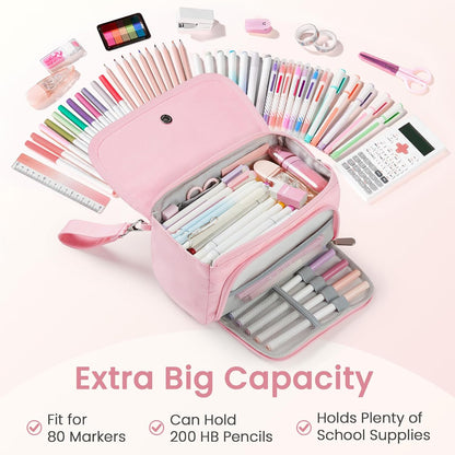 Sooez Super Large Pencil Case, Big Capacity Pencil Bag with 3 Compartments