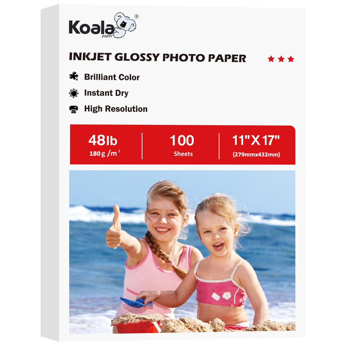 Koala Glossy Inkjet Photo Paper 8.5X11 Inches 48lb 100 Sheets