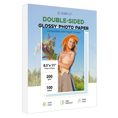Glossy Photo Paper 8.5x11, Goefun 54LB Inkjet Printer Paper 100 Sheets