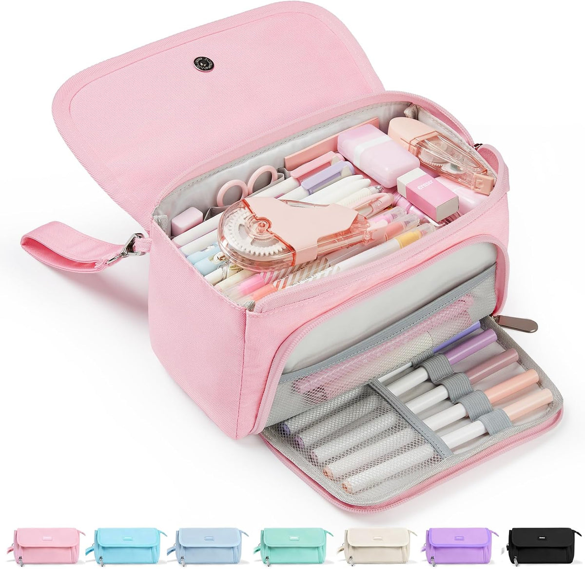 Sooez Super Large Pencil Case, Big Capacity Pencil Bag with 3 Compartments