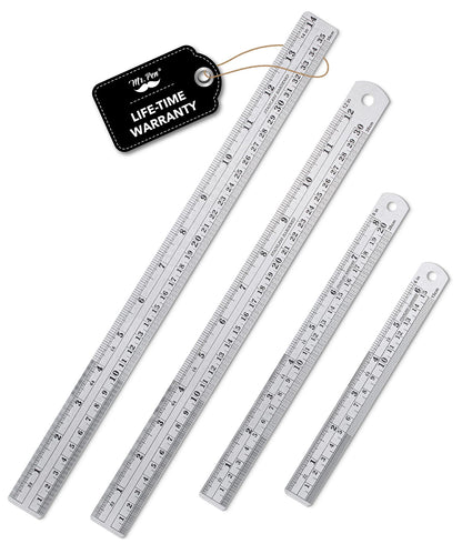 Mr. Pen- Metal Straight Edge Ruler, 6 pcs, 6", 8", 10", 12", 14", 16"