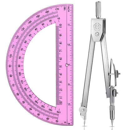 EBOOT Drawing Compass and 6 in Protractor Geometry Set, Clear