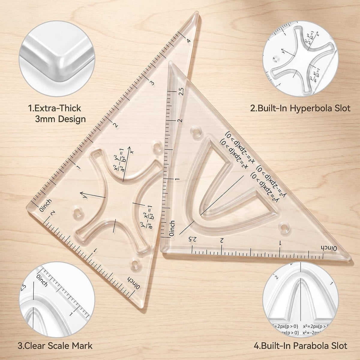 Clear Rulers Protractor Geometry Set Plot Functions Back to School Supplies