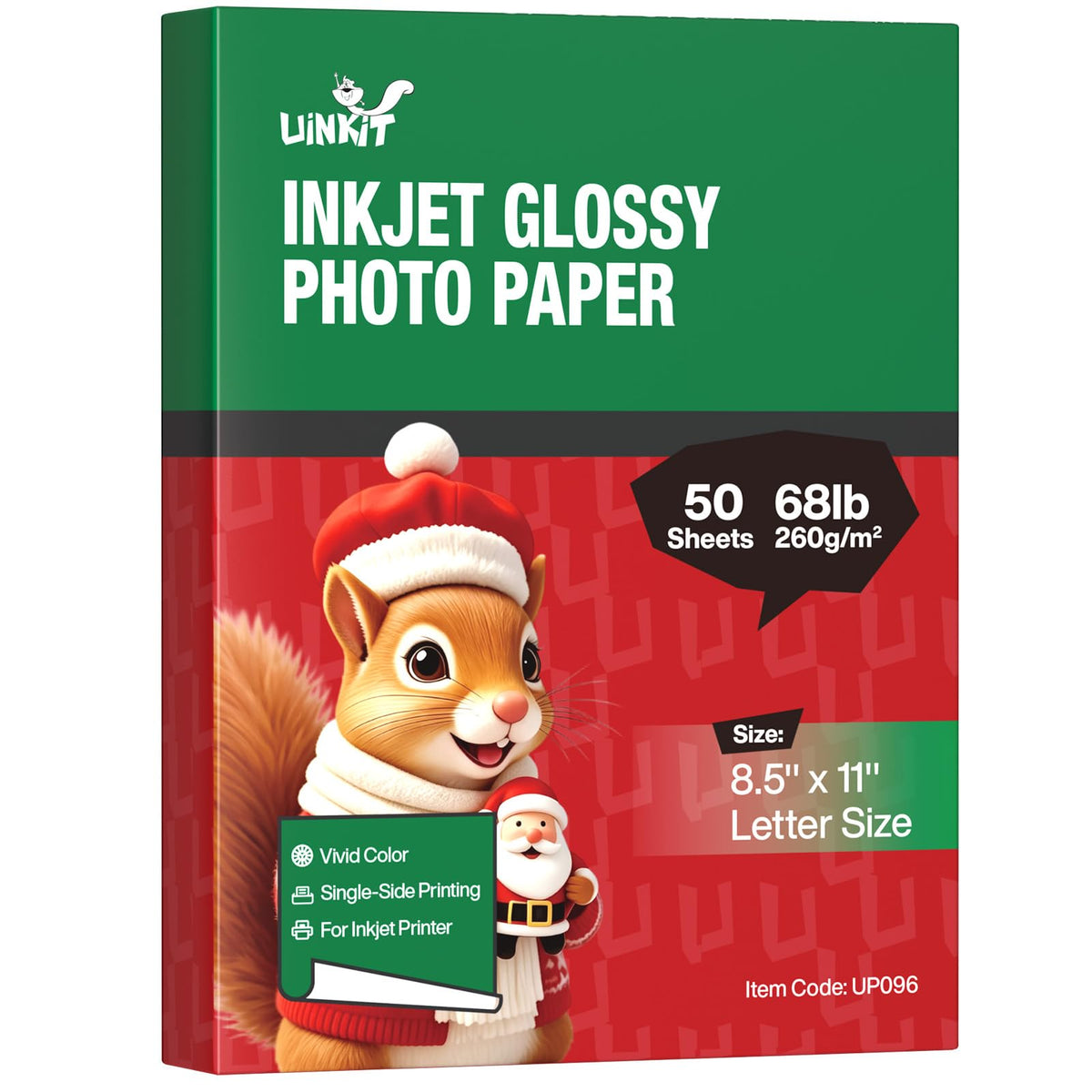 Uinkit 260gsm Thick Glossy Photo Paper for Inkjet, 8.5x11, 100 Sheets