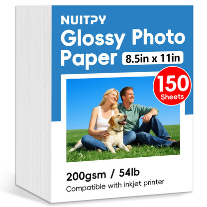 150 Sheets Glossy Photo Paper, 8.5in x 11in, 200GSM / 54lb