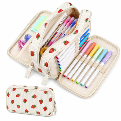 Sooez Big Capacity Pencil Case Pen Pouch, Soft Corduroy Pencil Bag
