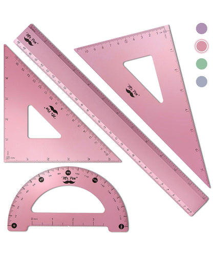 Mr. Pen- Metal Geometry Kit, 4 Pack, 45° & 30°/60° Set Squares