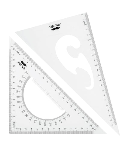 Mr. Pen Triangle Ruler, Protractor, Math Set - 3 Pack, Square Ruler