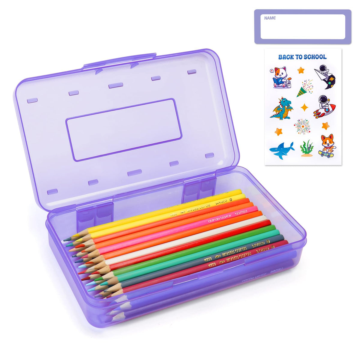 Plastic Hard Clear Color Pencil box Case for Girl Boy kids