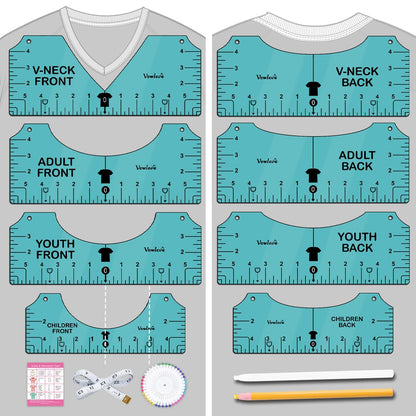 Vowlove T-Shirt Ruler for Precise Vinyl Alignment, Heat Press Guide Tool