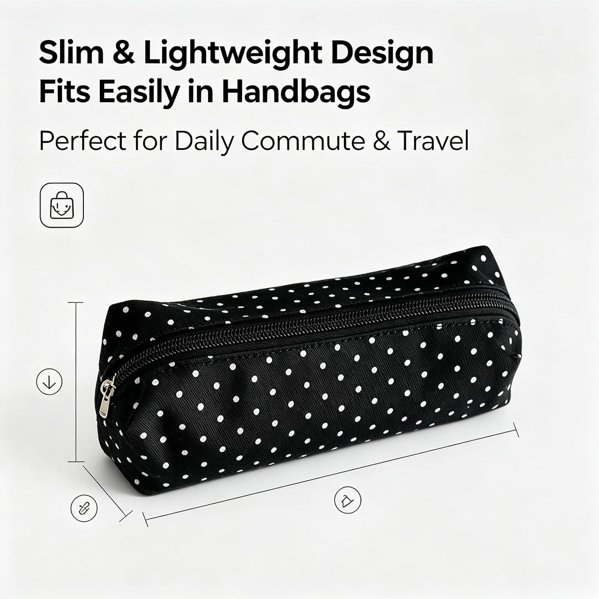 Pencil Case Aesthetic Pencil Pouch for Women Pencil Case Small, Y2K Large Capacity Pencils Case for Women, Pencil Pouch Aesthetic (Black polka dots)