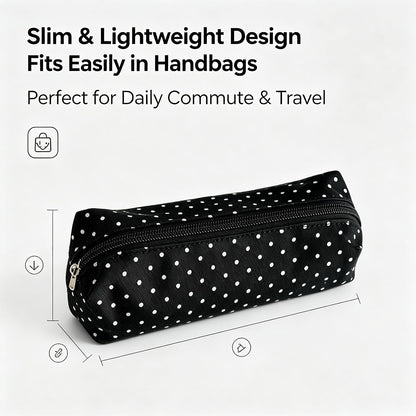 Pencil Case Aesthetic Pencil Pouch for Women Pencil Case Small, Y2K Large Capacity Pencils Case for Women, Pencil Pouch Aesthetic (Black polka dots)