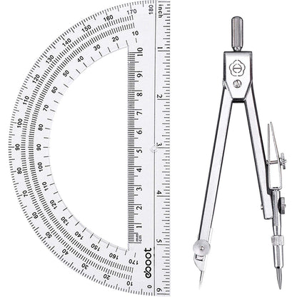 EBOOT Drawing Compass and 6 in Protractor Geometry Set, Clear