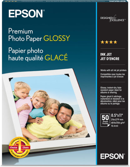 Epson Premium Photo Paper Glossy 8.5x11 50 sheets S041667