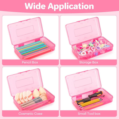 Plastic Hard Clear Color Pencil box Case for Girl Boy kids