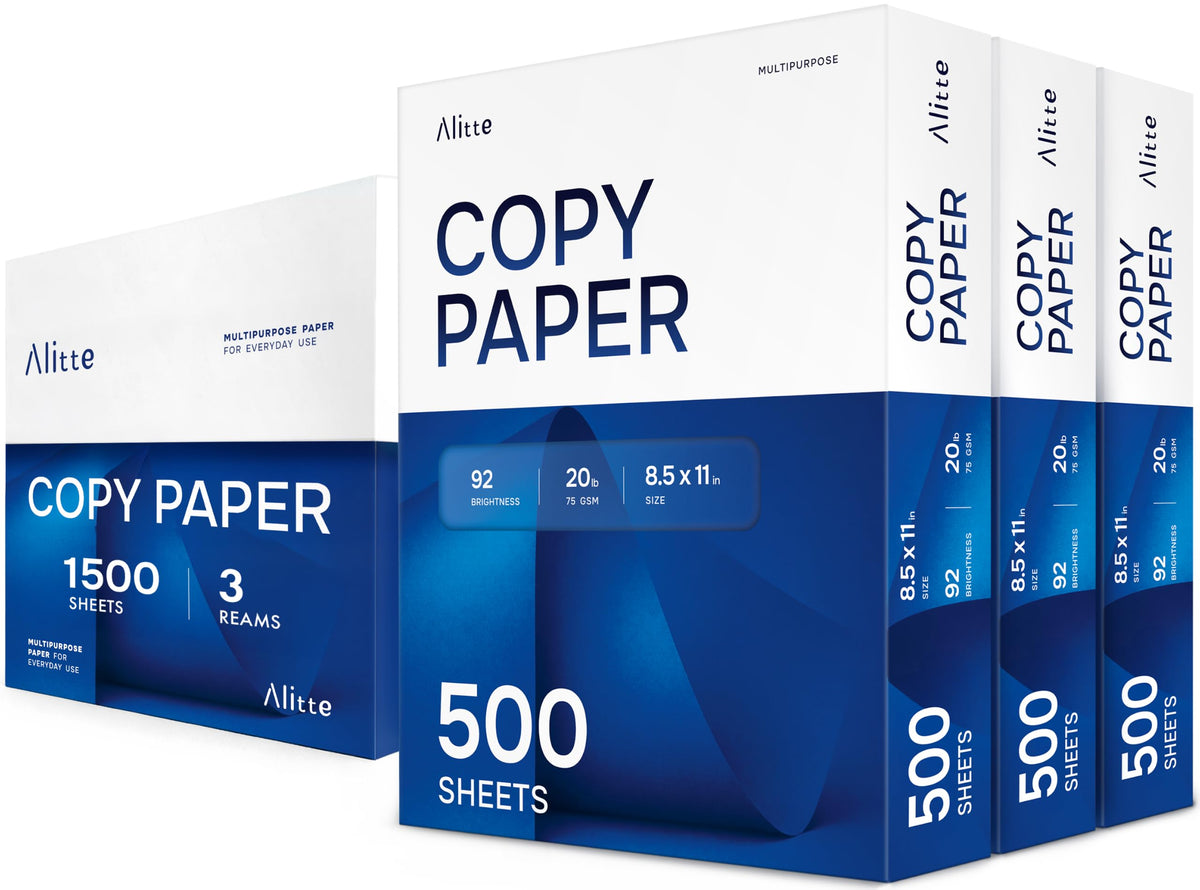 Printer Paper - 8.5 x 11 White Letter Size Copy Paper, 1 Ream 500 Sheets 20 lb Printing Paper for Documents Writing, Drawing, Smooth, 92 Bright | Home, School, Office Supplies | Made in USA