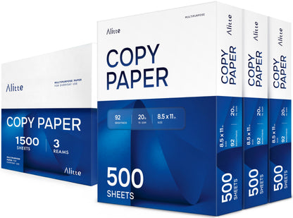 Printer Paper - 8.5 x 11 White Letter Size Copy Paper, 1 Ream 500 Sheets 20 lb Printing Paper for Documents Writing, Drawing, Smooth, 92 Bright | Home, School, Office Supplies | Made in USA