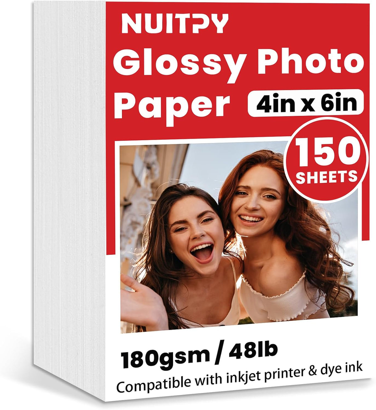 150 Sheets Glossy Photo Paper, 4in x 6in, 180GSM / 48lb