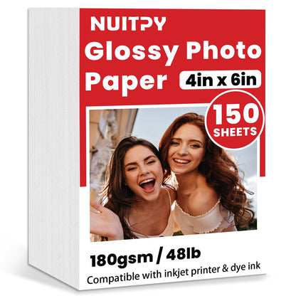 150 Sheets Glossy Photo Paper, 4in x 6in, 180GSM / 48lb