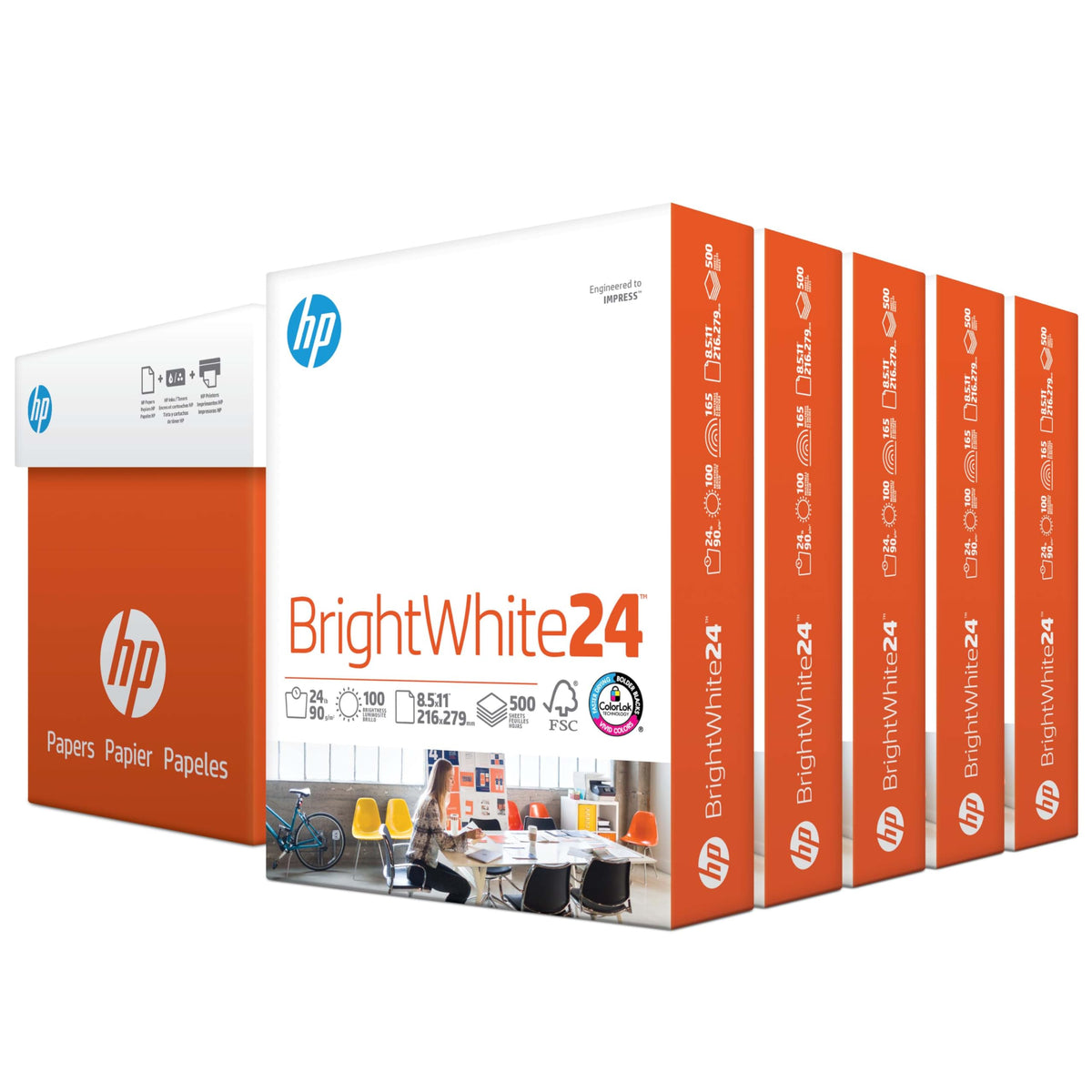 HP Papers | 8.5 x 11 Paper | BrightWhite 24 lb |1 Ream - 500 Sheets| 100 Bright | Made in USA - FSC Certified | 203000R