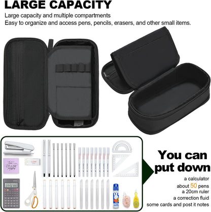 YOKUMA Foldable Pencil Case Pouch Bag for Boys Teens Big Capacity Box,Black