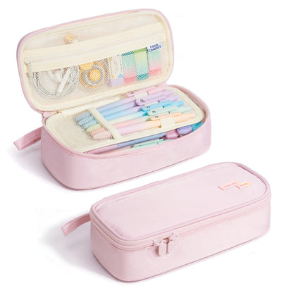Four Candies Large Pencil Case, 5 Compartments Canvas Pen Organize