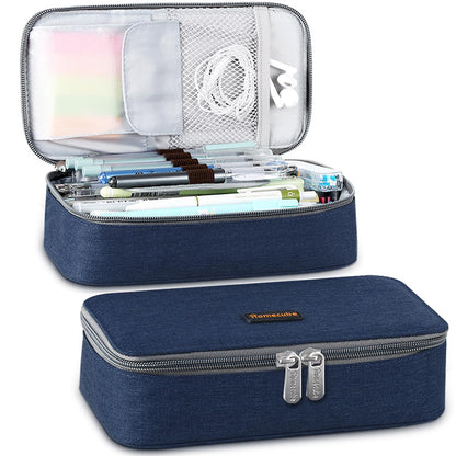 Homecube Pencil Case Capacious Pen Pencil Holder Box Makeup Pens Pouch Oxford Cloth Bag Large Storage Stationery Organizer with Zipper for School & Office - Gray
