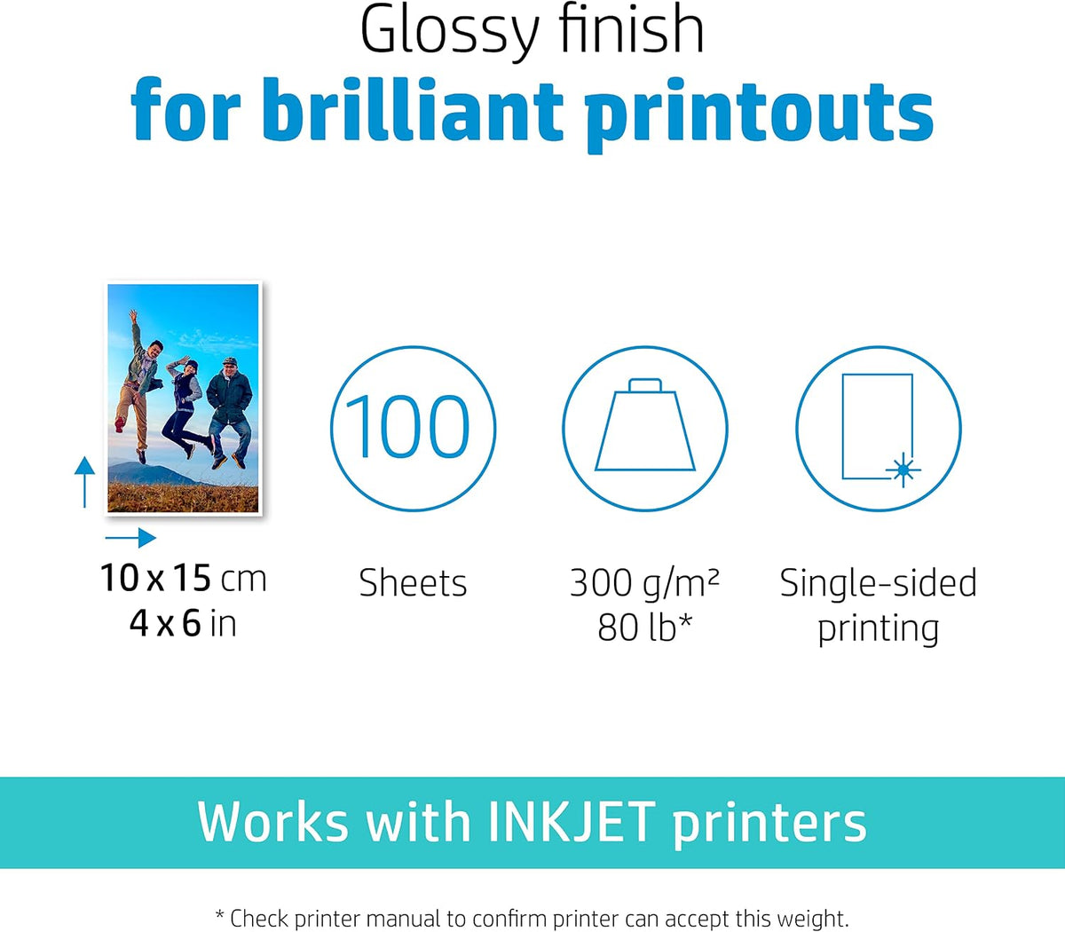 HP Premium Plus Photo Paper, Glossy, 4x6 in, 100 sheets (CR668A)