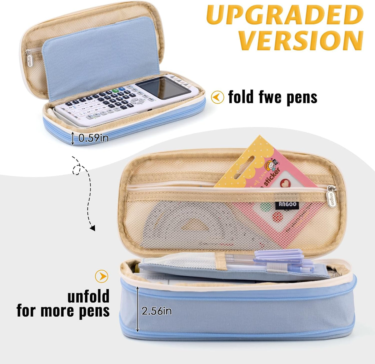 EASTHILL Big Capacity Pencil Pen Case Office College School Large Storage High Capacity Bag Pouch Holder Box Organizer Light Blue