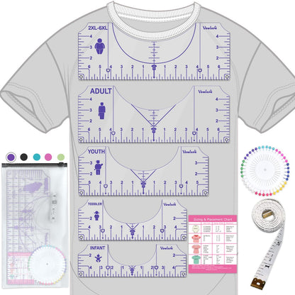 Vowlove T-Shirt Ruler for Precise Vinyl Alignment, Heat Press Guide Tool