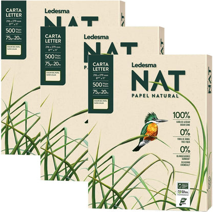 Sugarcane Pulp Printer Paper 8.5"x11" (3 Reams / 1500 Sheets)
