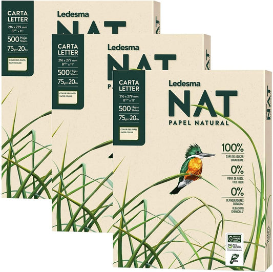 Sugarcane Pulp Printer Paper 8.5"x11" (3 Reams / 1500 Sheets)