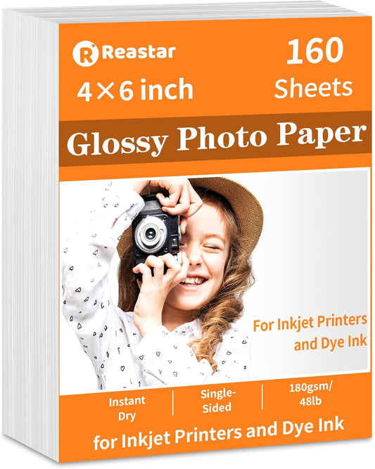 Reastar Glossy Photo Paper 4×6 in, 160 Sheets Inkjet Photo Printer Paper