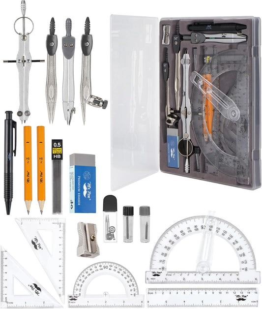 Mr. Pen- Geometry Set, 15 Piece Set with 6 Inch Swing Arm Protractor