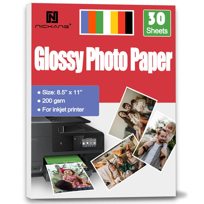 Glossy Photo Paper 8.5x11, 53LB/200GSM, Letter Size – 30 Sheets