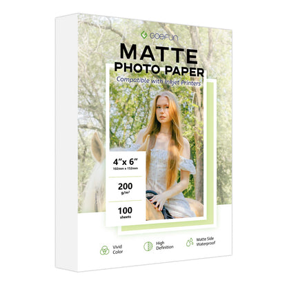 100 Sheets Matte Photo Paper 8.5x11, Goefun 54LB Inkjet Printer Paper